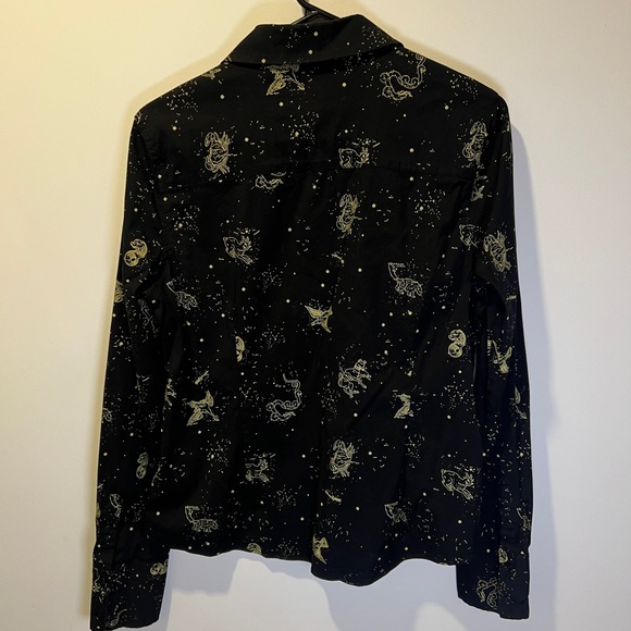 Astrology Women Icone Black and Gold Button Down Shirt size L - Picture 6 of 7